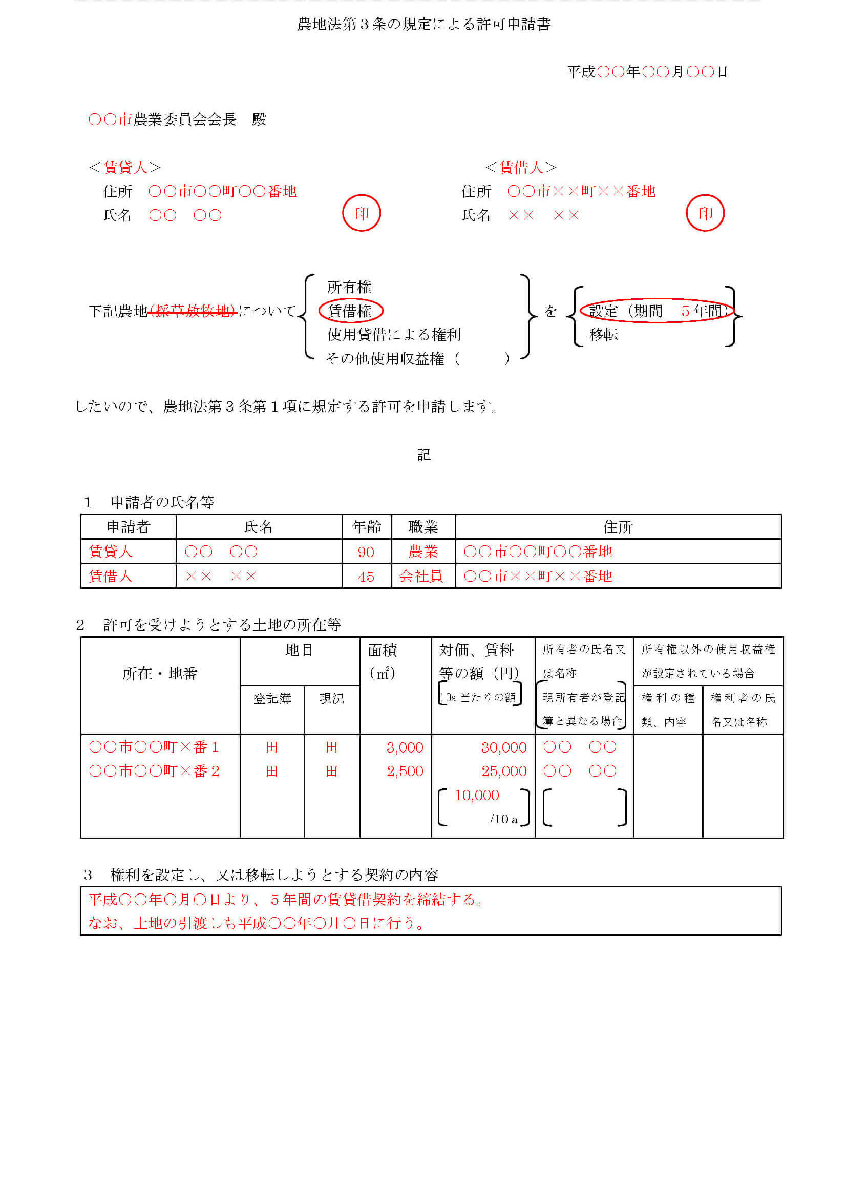 1_農地法第3条記入例_設定 